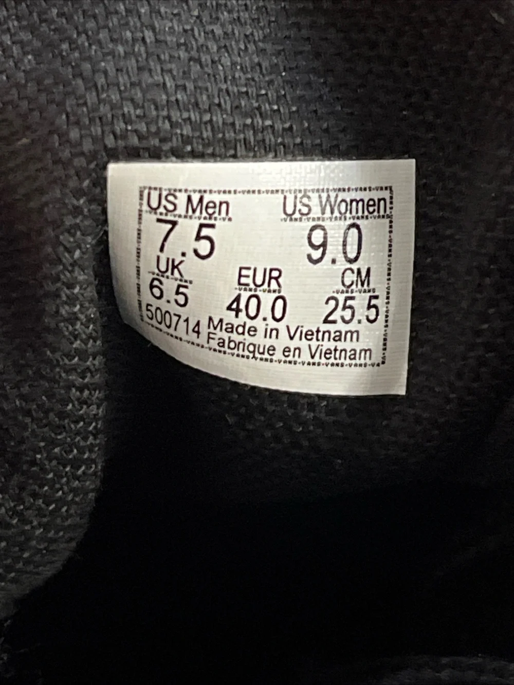 Vans please note